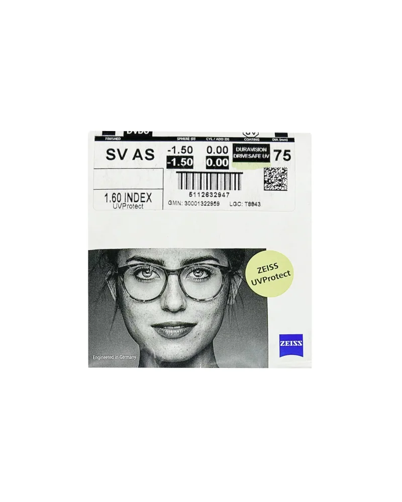 Линза для очков ZEISS Single Vision AS 1.6 DuraVision DriveSafe UV, 1 шт